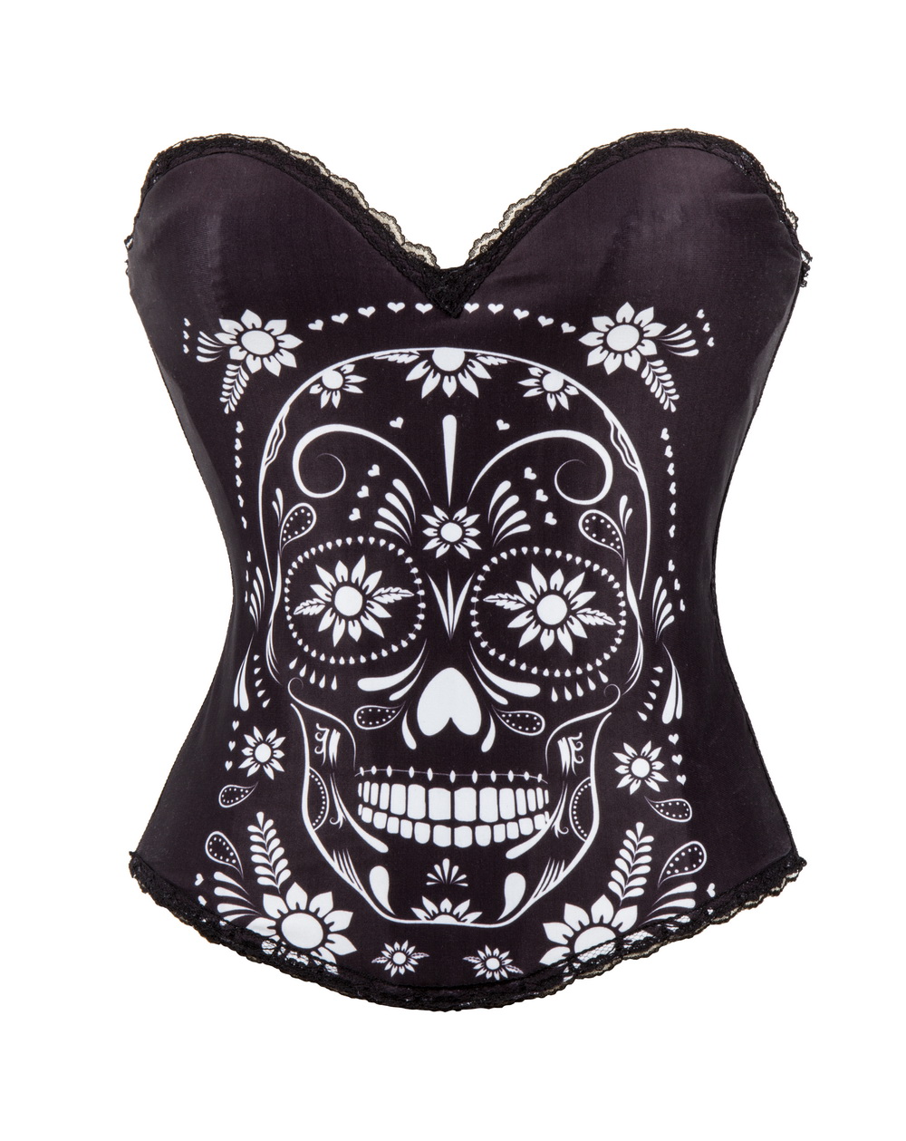 F66369 Women’s Punk Skull Print Rock N Roll Fashion Boned Bustier Corset Top